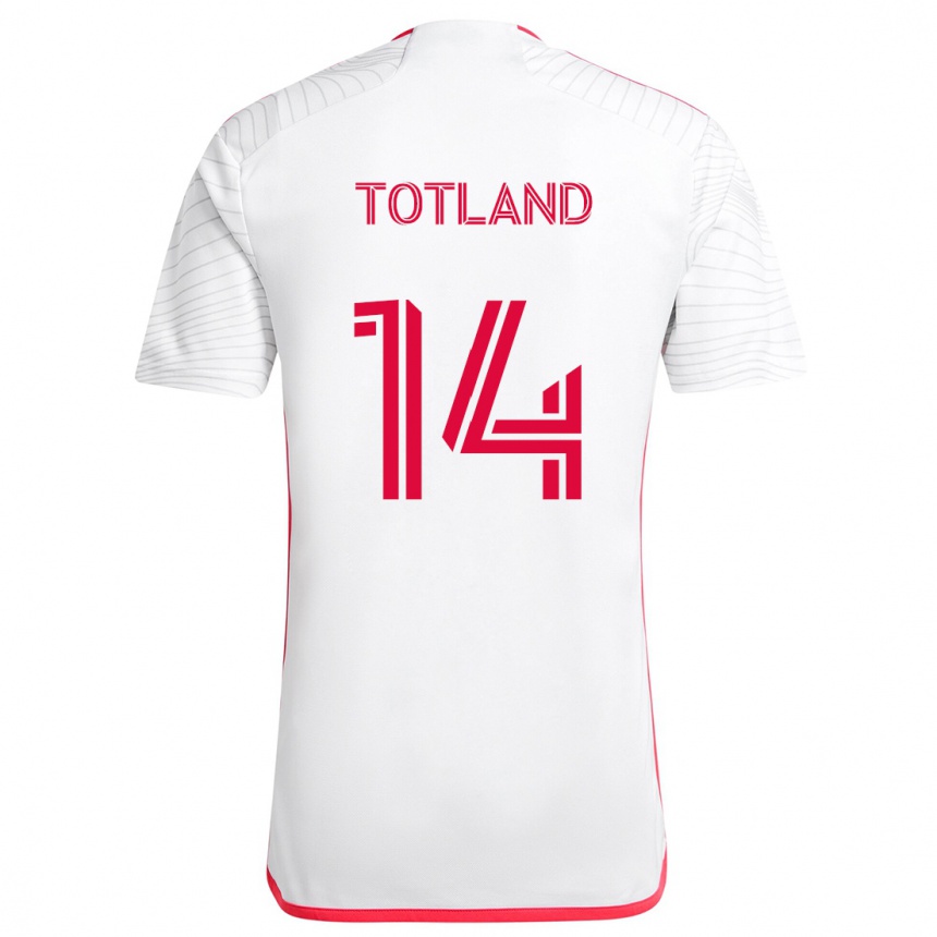 Niño Fútbol Camiseta Tomas Totland #14 Blanco Rojo 2ª Equipación 2024/25 Argentina