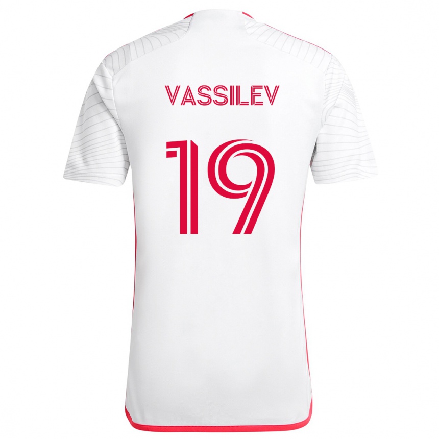 Niño Fútbol Camiseta Indiana Vassilev #19 Blanco Rojo 2ª Equipación 2024/25 Argentina