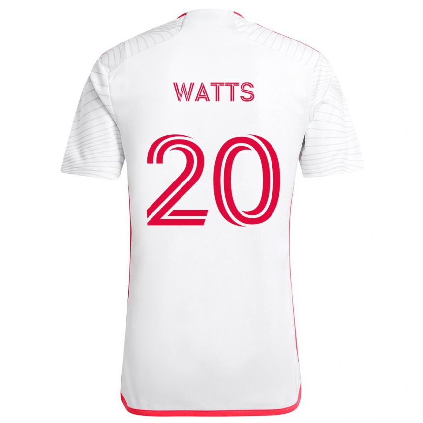 Niño Fútbol Camiseta Akil Watts #20 Blanco Rojo 2ª Equipación 2024/25 Argentina