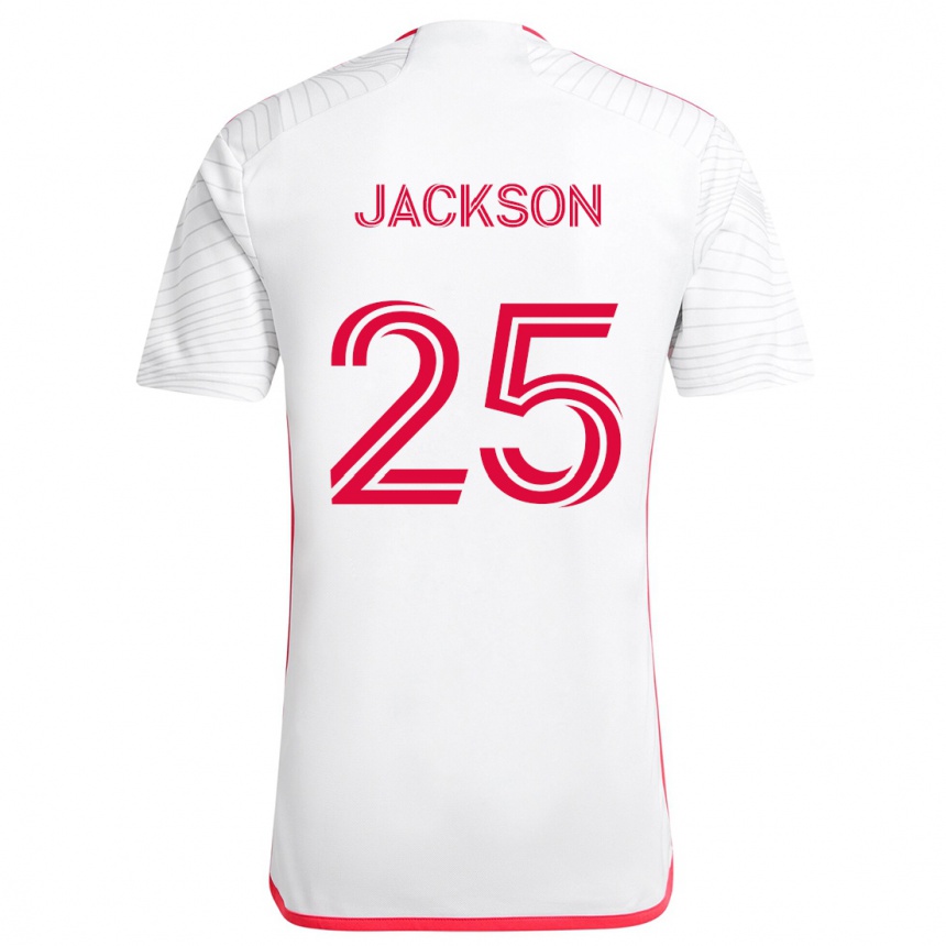 Niño Fútbol Camiseta Aziel Jackson #25 Blanco Rojo 2ª Equipación 2024/25 Argentina