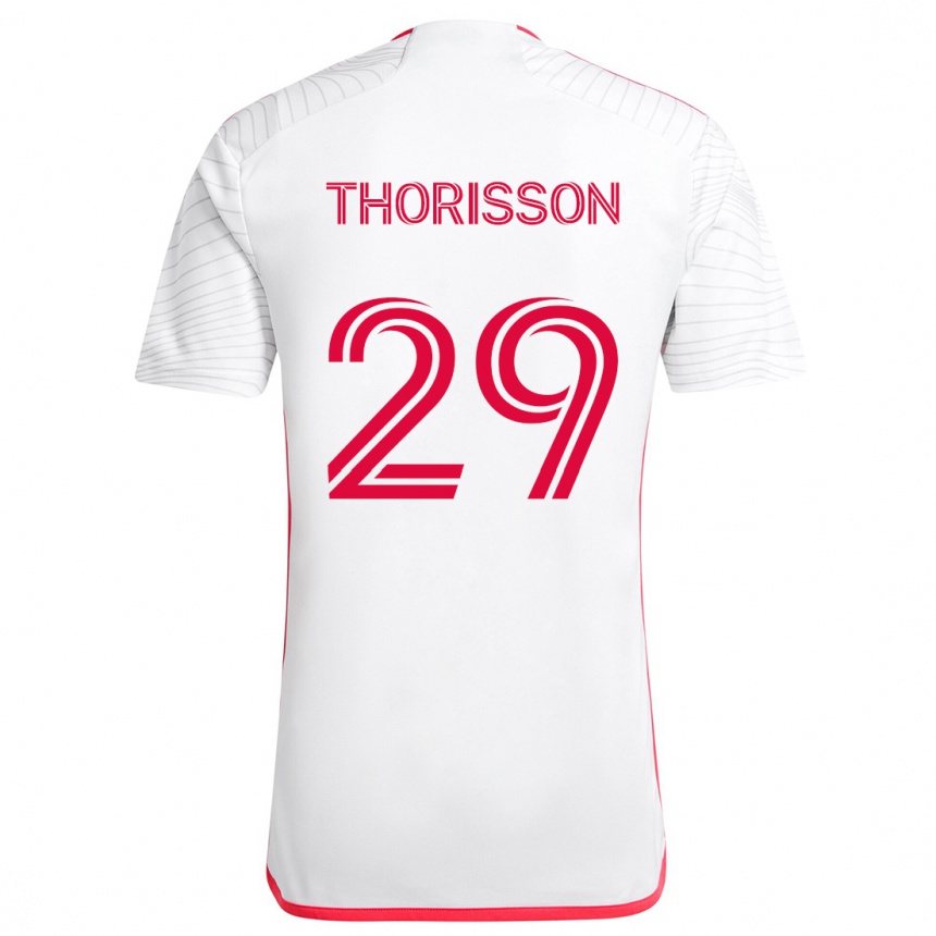 Niño Fútbol Camiseta Nökkvi Thórisson #29 Blanco Rojo 2ª Equipación 2024/25 Argentina