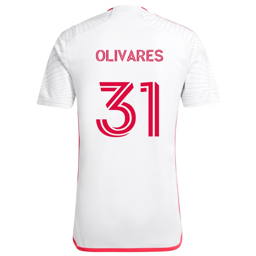 Niño Fútbol Camiseta Christian Olivares #31 Blanco Rojo 2ª Equipación 2024/25 Argentina