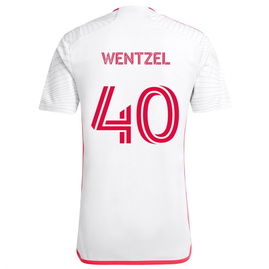 Niño Fútbol Camiseta Michael Wentzel #40 Blanco Rojo 2ª Equipación 2024/25 Argentina