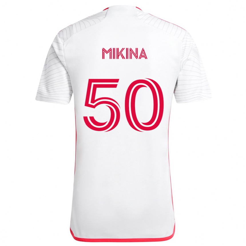 Niño Fútbol Camiseta Gabriel Mikina #50 Blanco Rojo 2ª Equipación 2024/25 Argentina