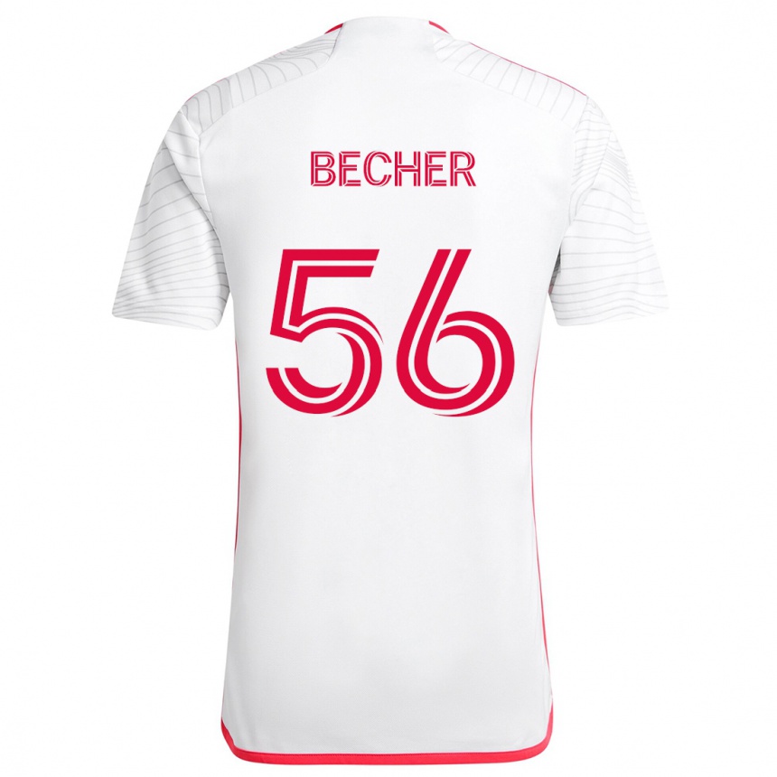 Niño Fútbol Camiseta Ryan Becher #56 Blanco Rojo 2ª Equipación 2024/25 Argentina