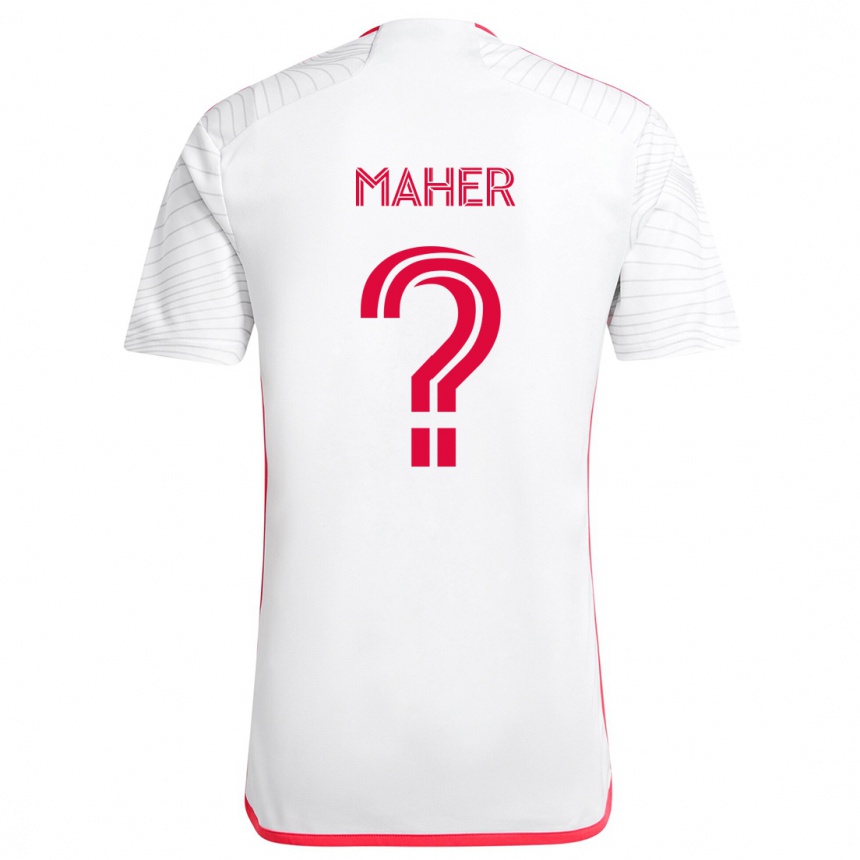 Niño Fútbol Camiseta Josh Maher #0 Blanco Rojo 2ª Equipación 2024/25 Argentina