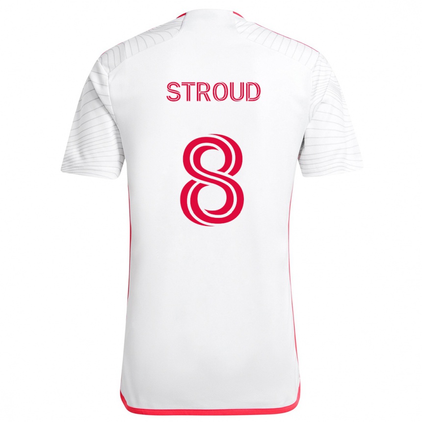 Niño Fútbol Camiseta Jared Stroud #8 Blanco Rojo 2ª Equipación 2024/25 Argentina