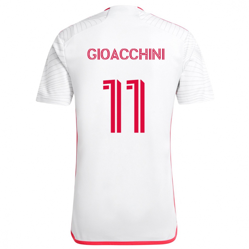 Niño Fútbol Camiseta Nicholas Gioacchini #11 Blanco Rojo 2ª Equipación 2024/25 Argentina