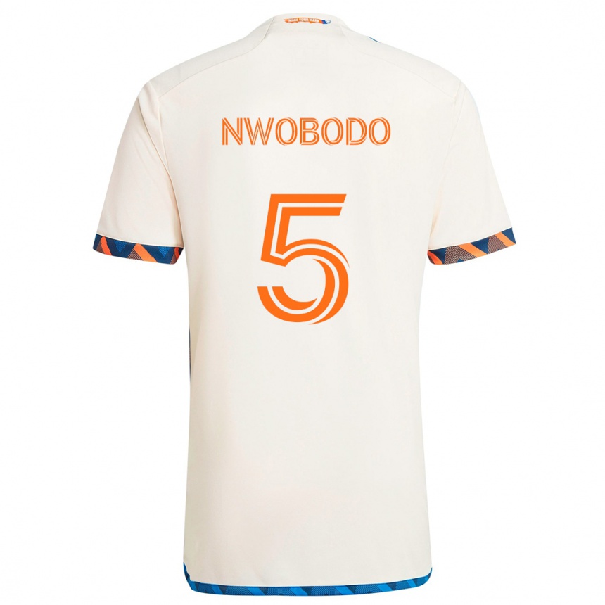 Niño Fútbol Camiseta Obinna Nwobodo #5 Blanco Naranja 2ª Equipación 2024/25 Argentina