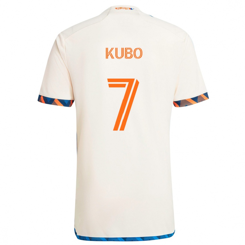 Niño Fútbol Camiseta Yuya Kubo #7 Blanco Naranja 2ª Equipación 2024/25 Argentina