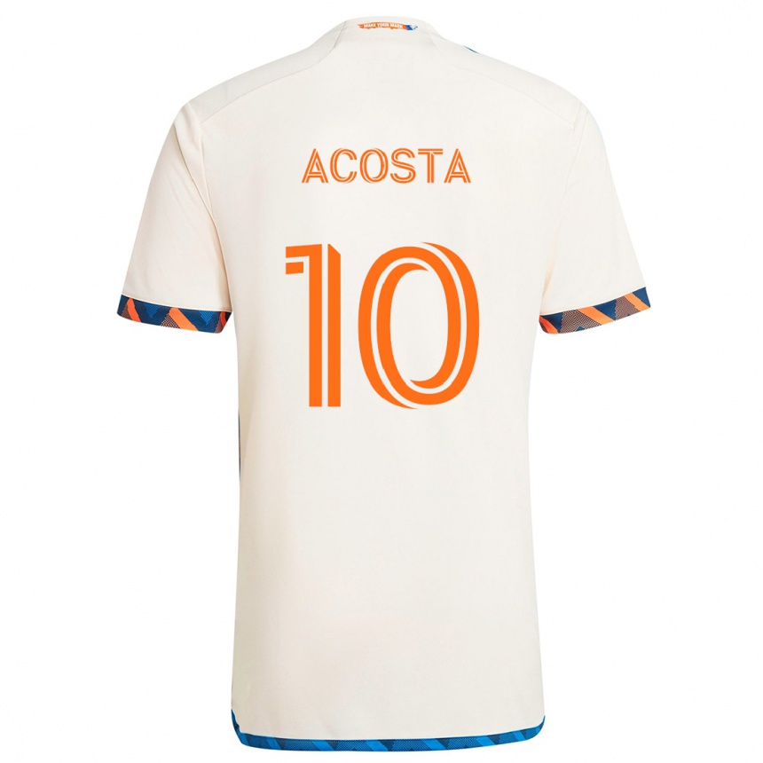 Niño Fútbol Camiseta Luciano Acosta #10 Blanco Naranja 2ª Equipación 2024/25 Argentina