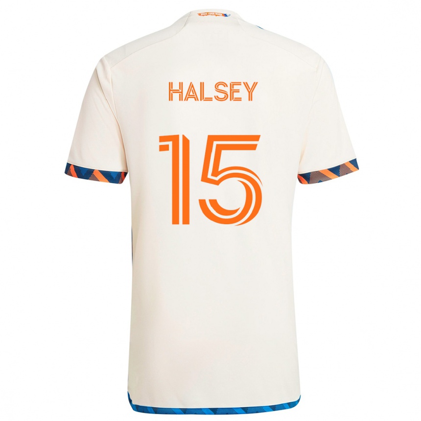 Niño Fútbol Camiseta Bret Halsey #15 Blanco Naranja 2ª Equipación 2024/25 Argentina