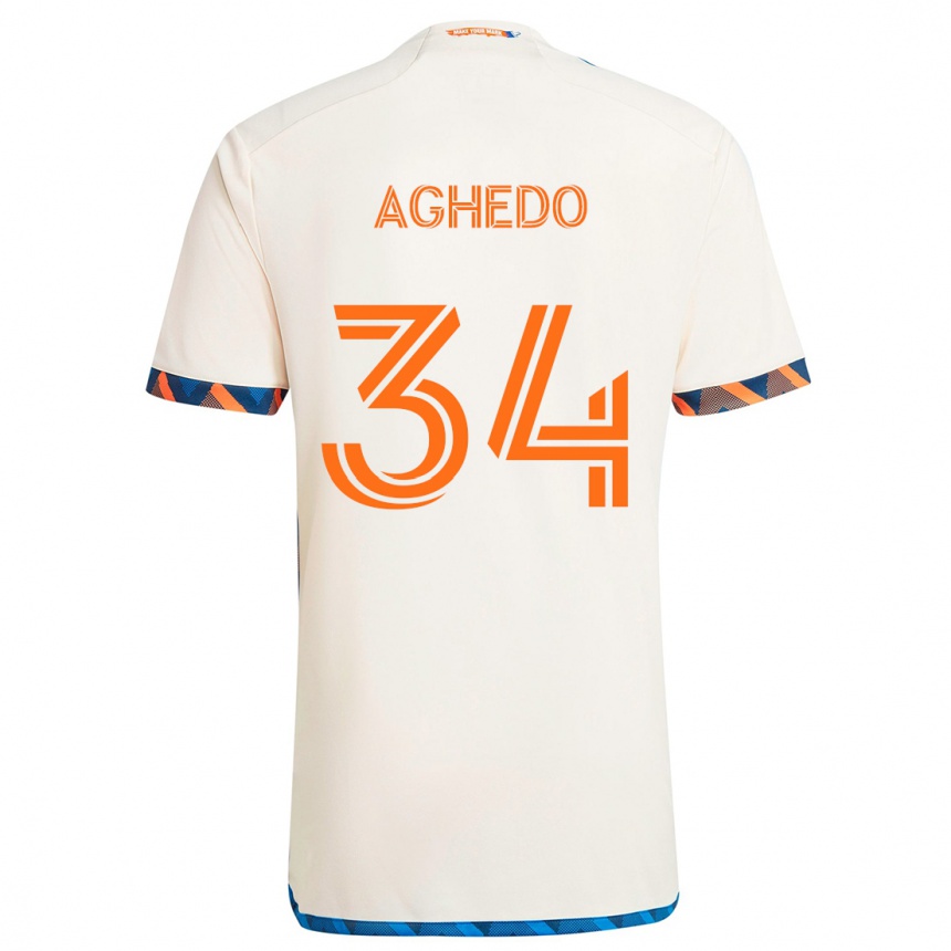 Niño Fútbol Camiseta London Aghedo #34 Blanco Naranja 2ª Equipación 2024/25 Argentina