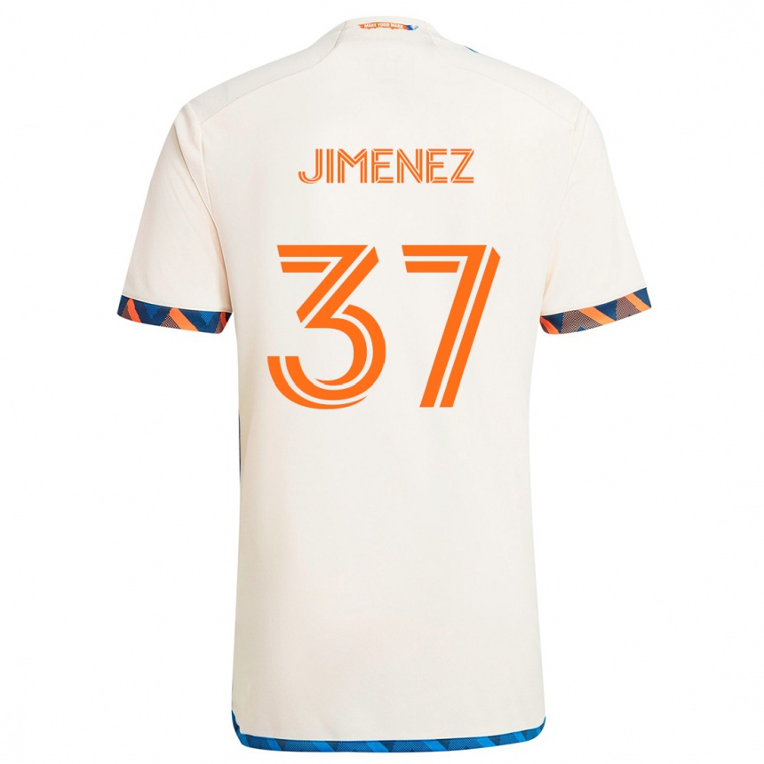 Niño Fútbol Camiseta Stiven Jimenez #37 Blanco Naranja 2ª Equipación 2024/25 Argentina