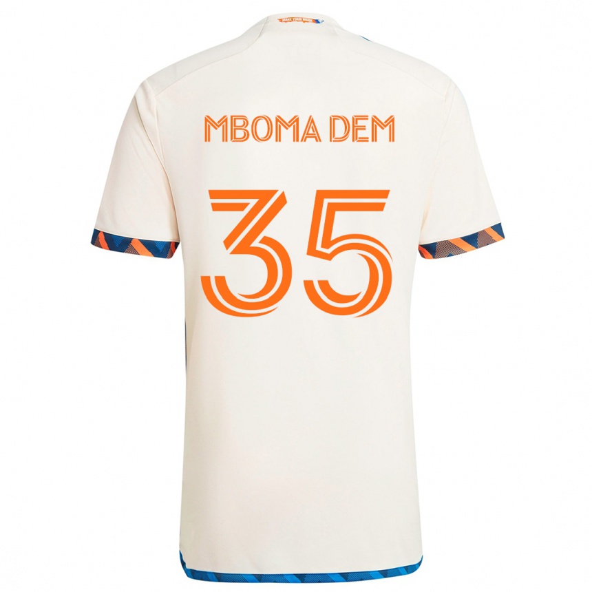 Niño Fútbol Camiseta Kenji Mboma Dem #35 Blanco Naranja 2ª Equipación 2024/25 Argentina