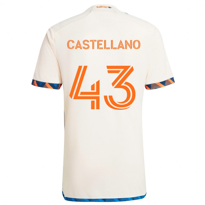 Niño Fútbol Camiseta Jesús Castellano #43 Blanco Naranja 2ª Equipación 2024/25 Argentina