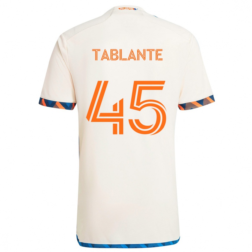 Niño Fútbol Camiseta Moises Tablante #45 Blanco Naranja 2ª Equipación 2024/25 Argentina