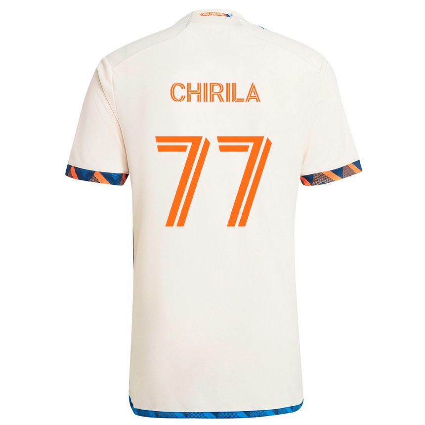 Niño Fútbol Camiseta Stefan Chirila #77 Blanco Naranja 2ª Equipación 2024/25 Argentina