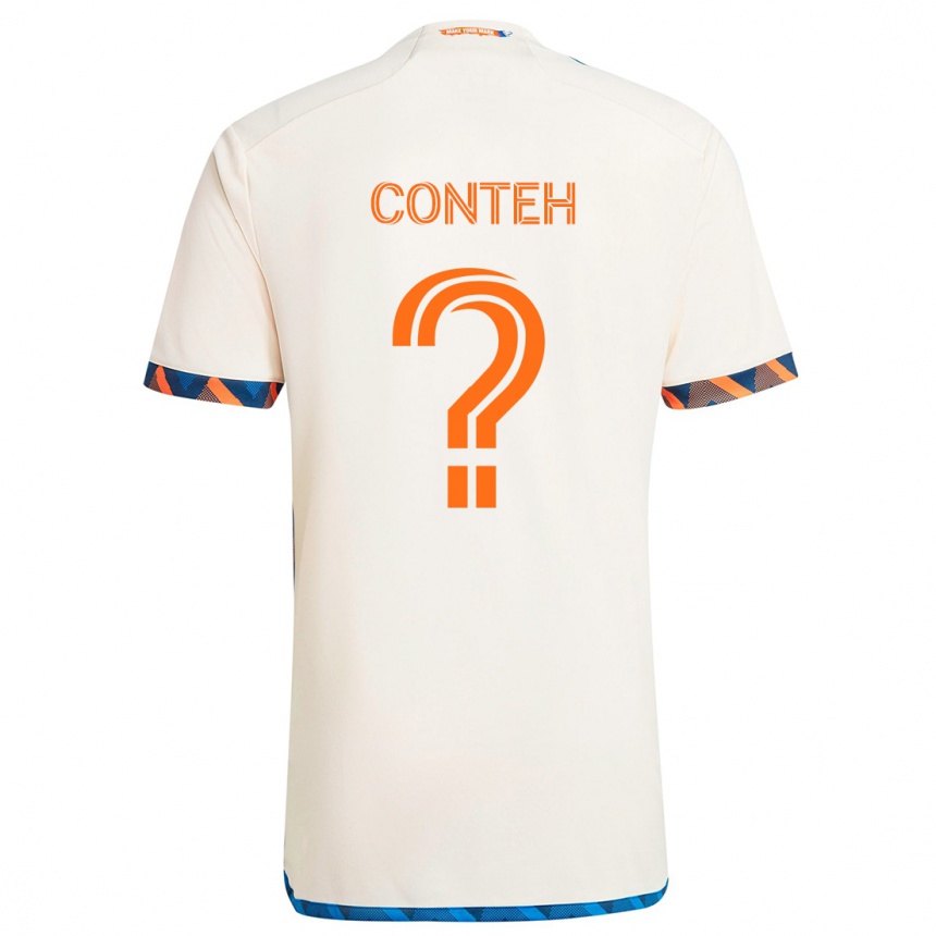 Niño Fútbol Camiseta Haroun Conteh #0 Blanco Naranja 2ª Equipación 2024/25 Argentina