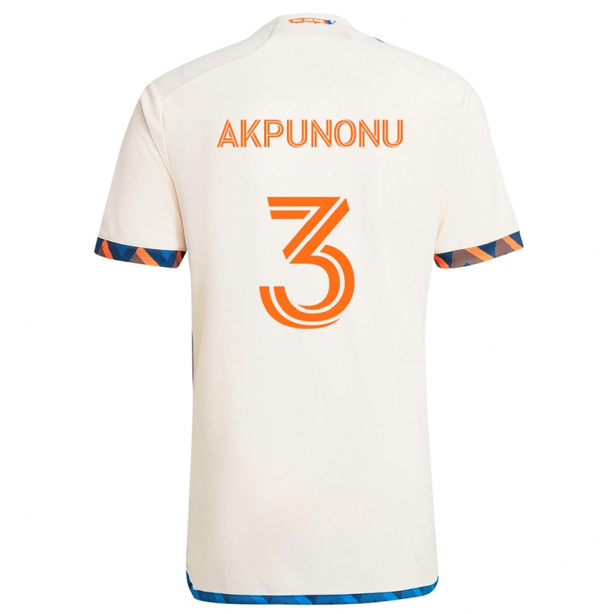 Niño Fútbol Camiseta Joey Akpunonu #3 Blanco Naranja 2ª Equipación 2024/25 Argentina