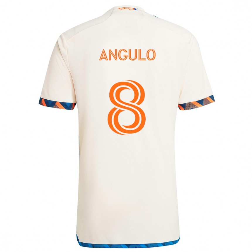 Niño Fútbol Camiseta Marco Angulo #8 Blanco Naranja 2ª Equipación 2024/25 Argentina