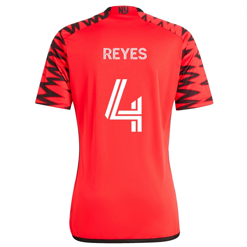 Niño Fútbol Camiseta Andrés Reyes #4 Rojo Negro Blanco 2ª Equipación 2024/25 Argentina