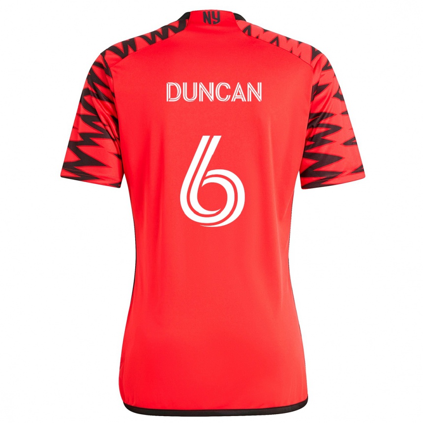 Niño Fútbol Camiseta Kyle Duncan #6 Rojo Negro Blanco 2ª Equipación 2024/25 Argentina