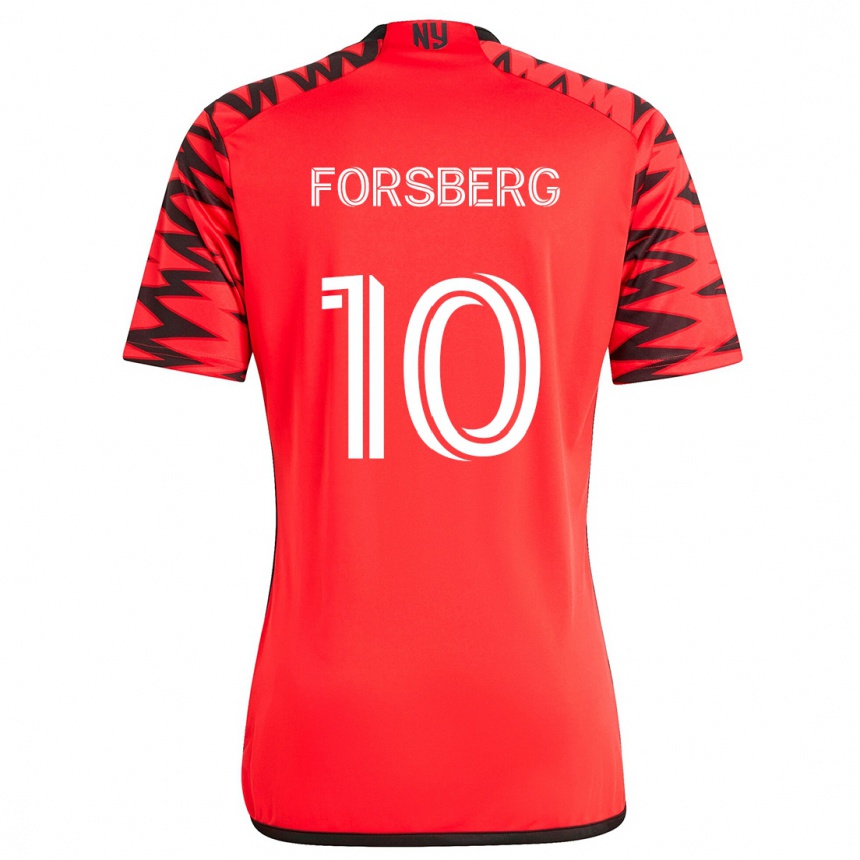 Niño Fútbol Camiseta Emil Forsberg #10 Rojo Negro Blanco 2ª Equipación 2024/25 Argentina