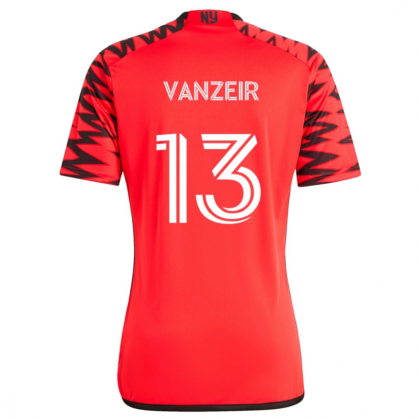 Niño Fútbol Camiseta Dante Vanzeir #13 Rojo Negro Blanco 2ª Equipación 2024/25 Argentina