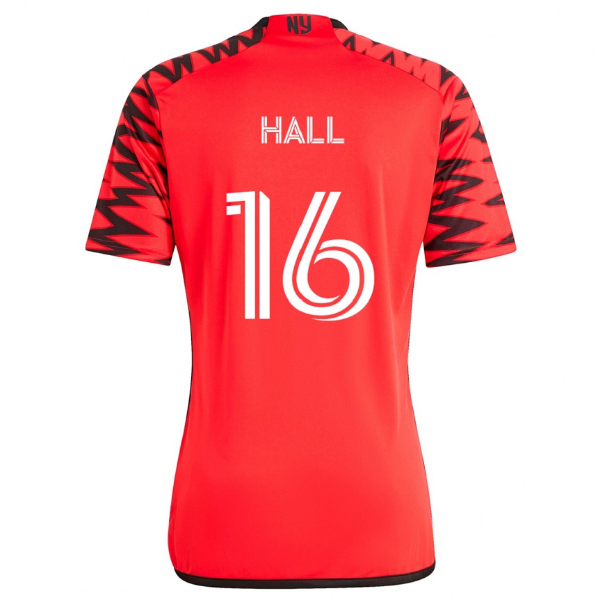 Niño Fútbol Camiseta Julian Hall #16 Rojo Negro Blanco 2ª Equipación 2024/25 Argentina