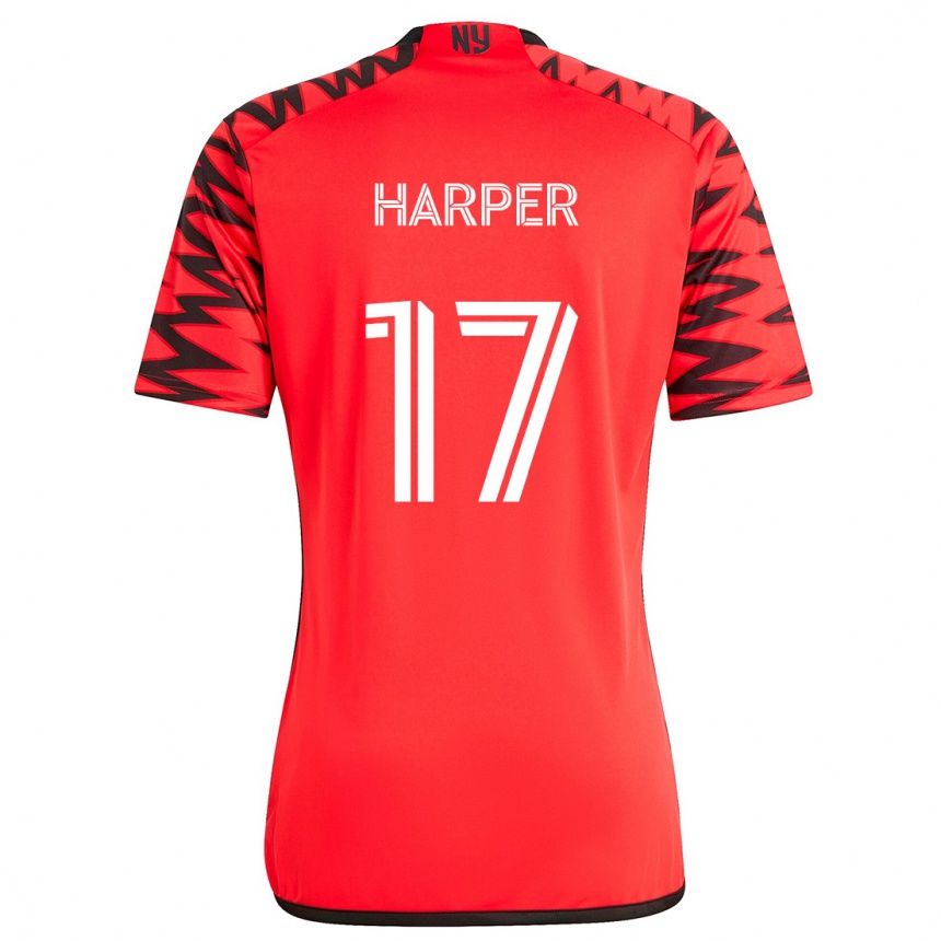 Niño Fútbol Camiseta Cameron Harper #17 Rojo Negro Blanco 2ª Equipación 2024/25 Argentina