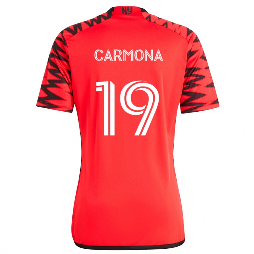 Niño Fútbol Camiseta Wikelman Carmona #19 Rojo Negro Blanco 2ª Equipación 2024/25 Argentina