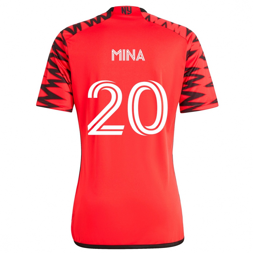 Niño Fútbol Camiseta Juan Mina #20 Rojo Negro Blanco 2ª Equipación 2024/25 Argentina