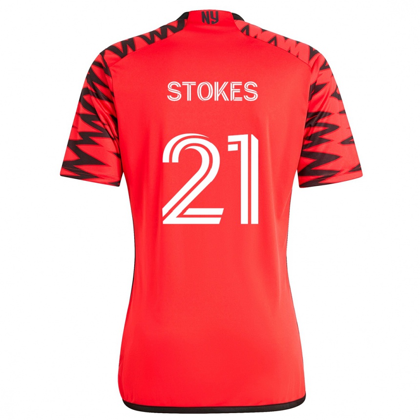 Niño Fútbol Camiseta Aidan Stokes #21 Rojo Negro Blanco 2ª Equipación 2024/25 Argentina