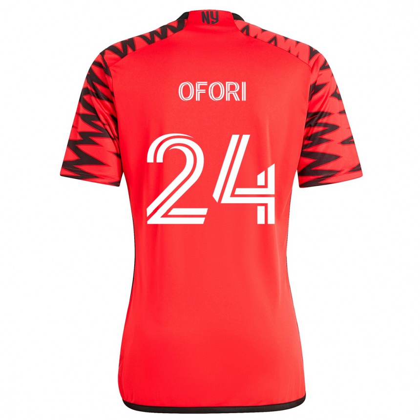 Niño Fútbol Camiseta Curtis Ofori #24 Rojo Negro Blanco 2ª Equipación 2024/25 Argentina