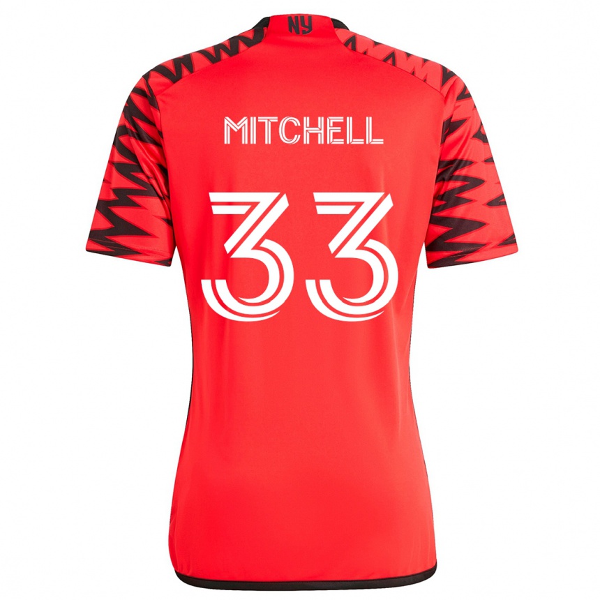 Niño Fútbol Camiseta Roald Mitchell #33 Rojo Negro Blanco 2ª Equipación 2024/25 Argentina