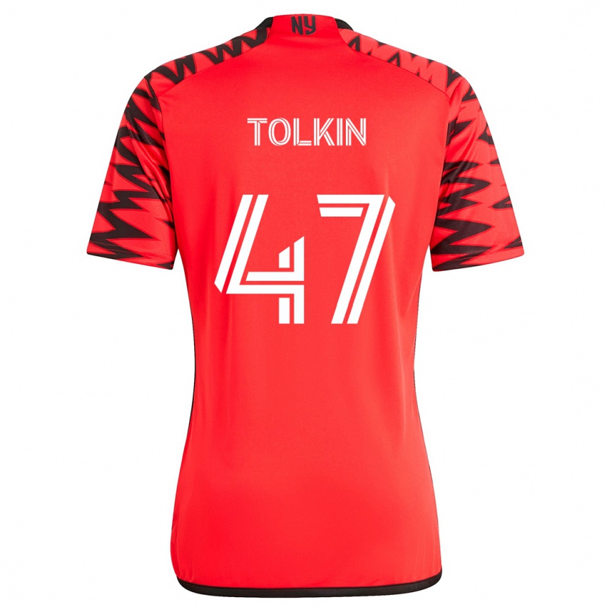 Niño Fútbol Camiseta John Tolkin #47 Rojo Negro Blanco 2ª Equipación 2024/25 Argentina