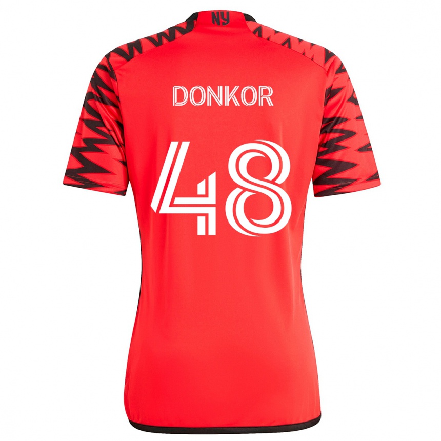 Niño Fútbol Camiseta Ronald Donkor #48 Rojo Negro Blanco 2ª Equipación 2024/25 Argentina