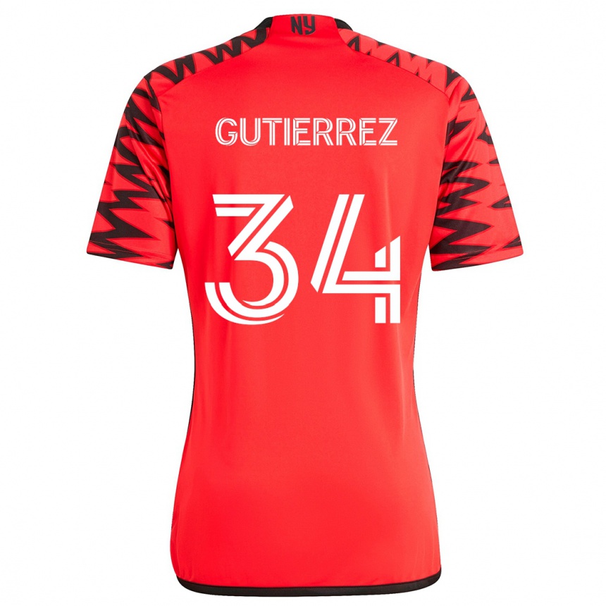 Niño Fútbol Camiseta Juan Gutierrez #34 Rojo Negro Blanco 2ª Equipación 2024/25 Argentina