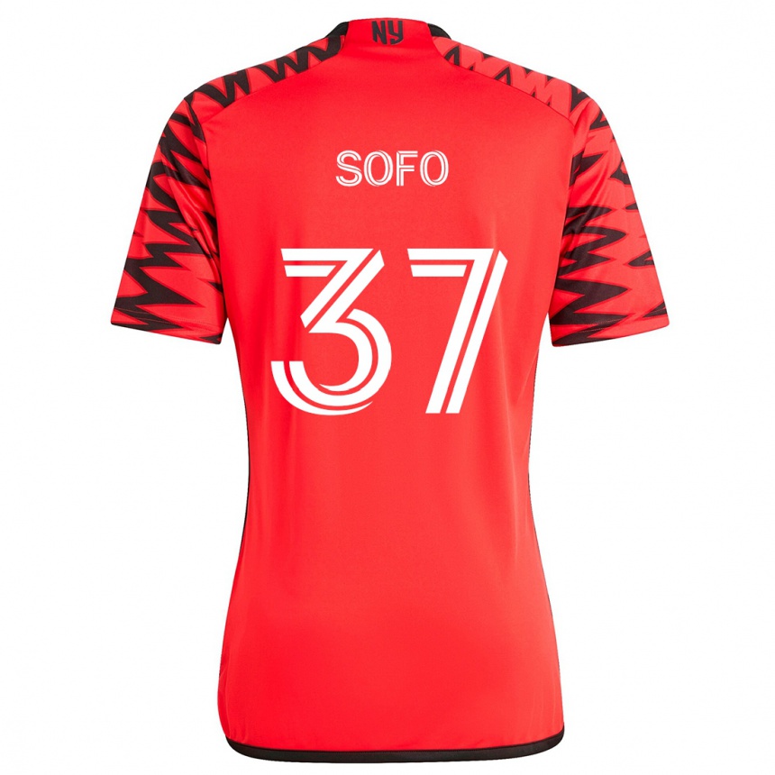 Niño Fútbol Camiseta Mohammed Sofo #37 Rojo Negro Blanco 2ª Equipación 2024/25 Argentina