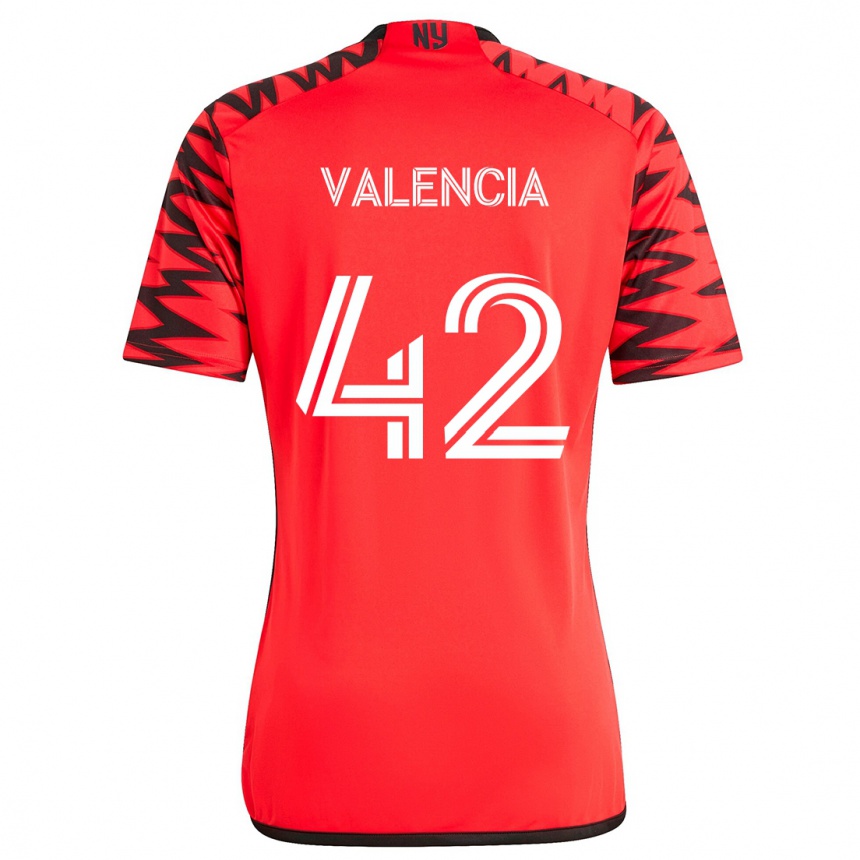 Niño Fútbol Camiseta Omar Valencia #42 Rojo Negro Blanco 2ª Equipación 2024/25 Argentina