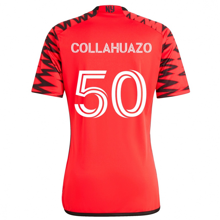 Niño Fútbol Camiseta Jair Collahuazo #50 Rojo Negro Blanco 2ª Equipación 2024/25 Argentina