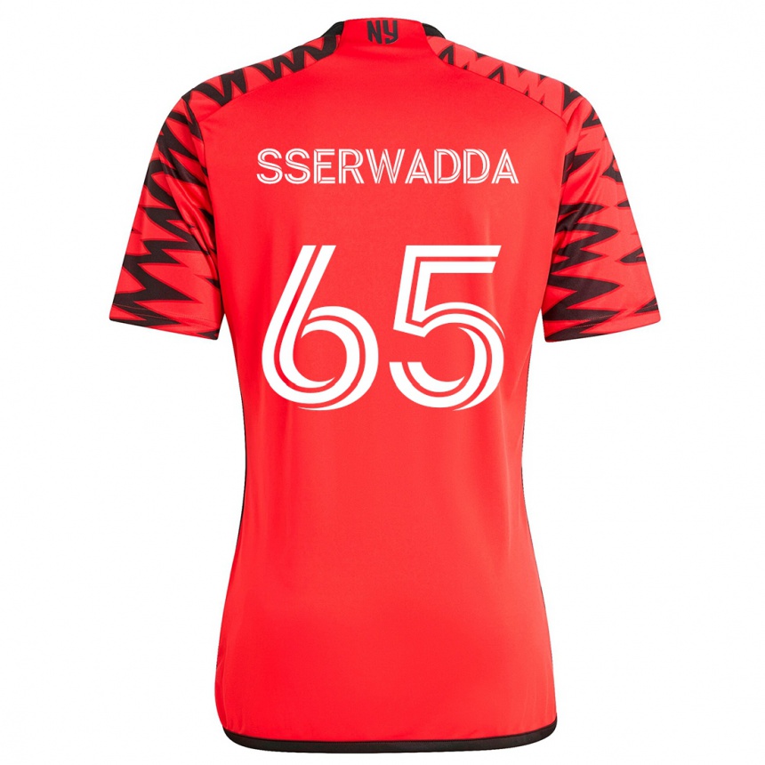 Niño Fútbol Camiseta Steven Sserwadda #65 Rojo Negro Blanco 2ª Equipación 2024/25 Argentina