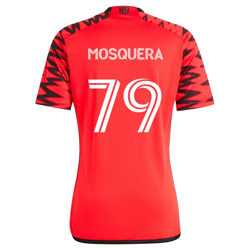 Niño Fútbol Camiseta Rafael Mosquera #79 Rojo Negro Blanco 2ª Equipación 2024/25 Argentina