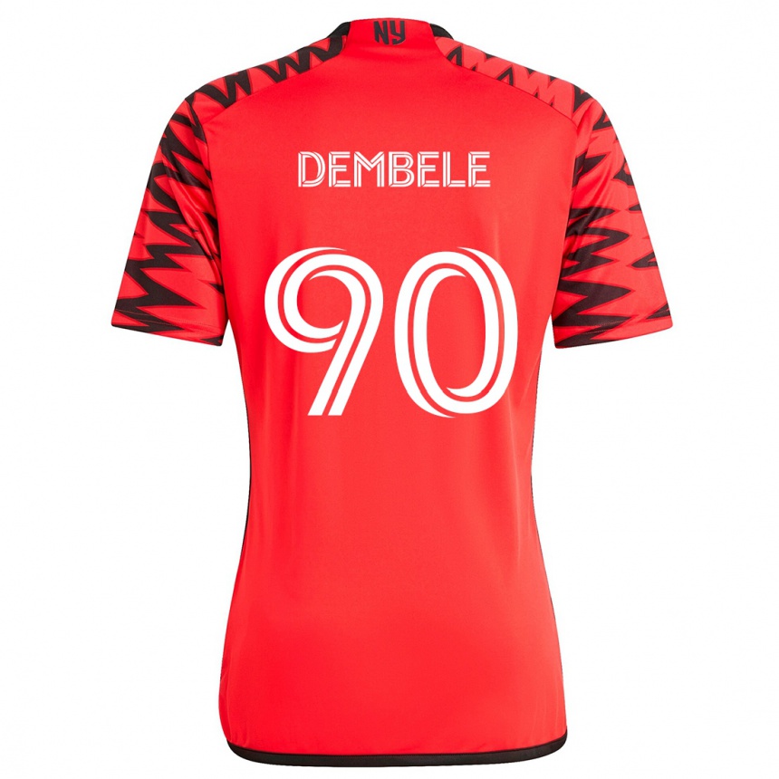 Niño Fútbol Camiseta Malick Dembele #90 Rojo Negro Blanco 2ª Equipación 2024/25 Argentina