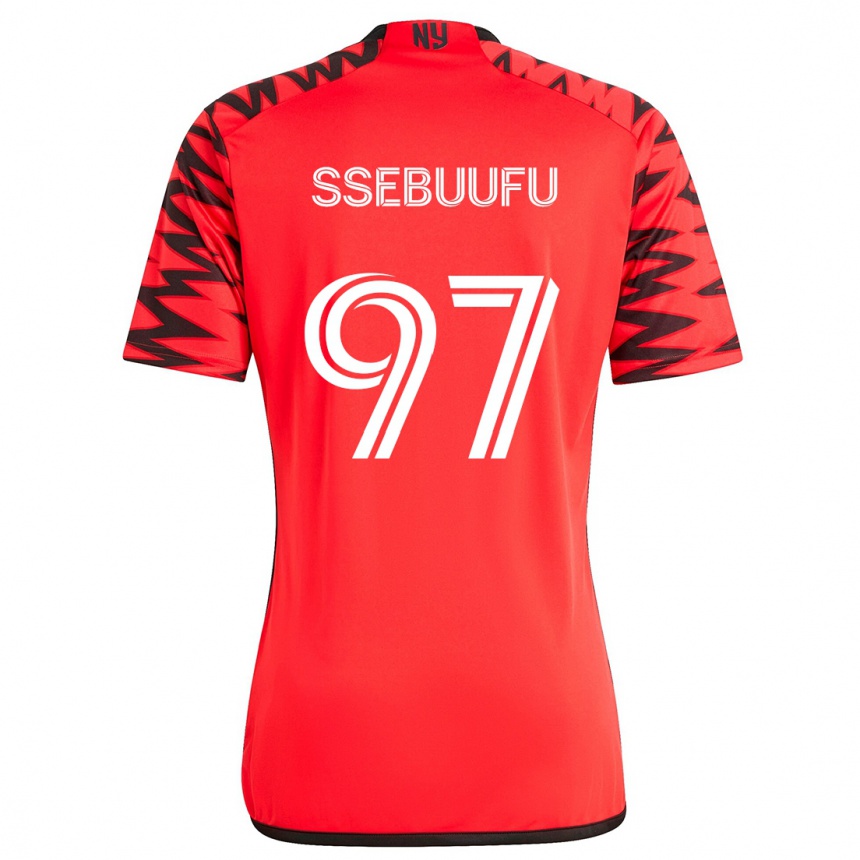 Niño Fútbol Camiseta Frank Ssebuufu #97 Rojo Negro Blanco 2ª Equipación 2024/25 Argentina