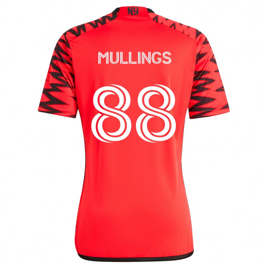 Niño Fútbol Camiseta O'vonte Mullings #88 Rojo Negro Blanco 2ª Equipación 2024/25 Argentina