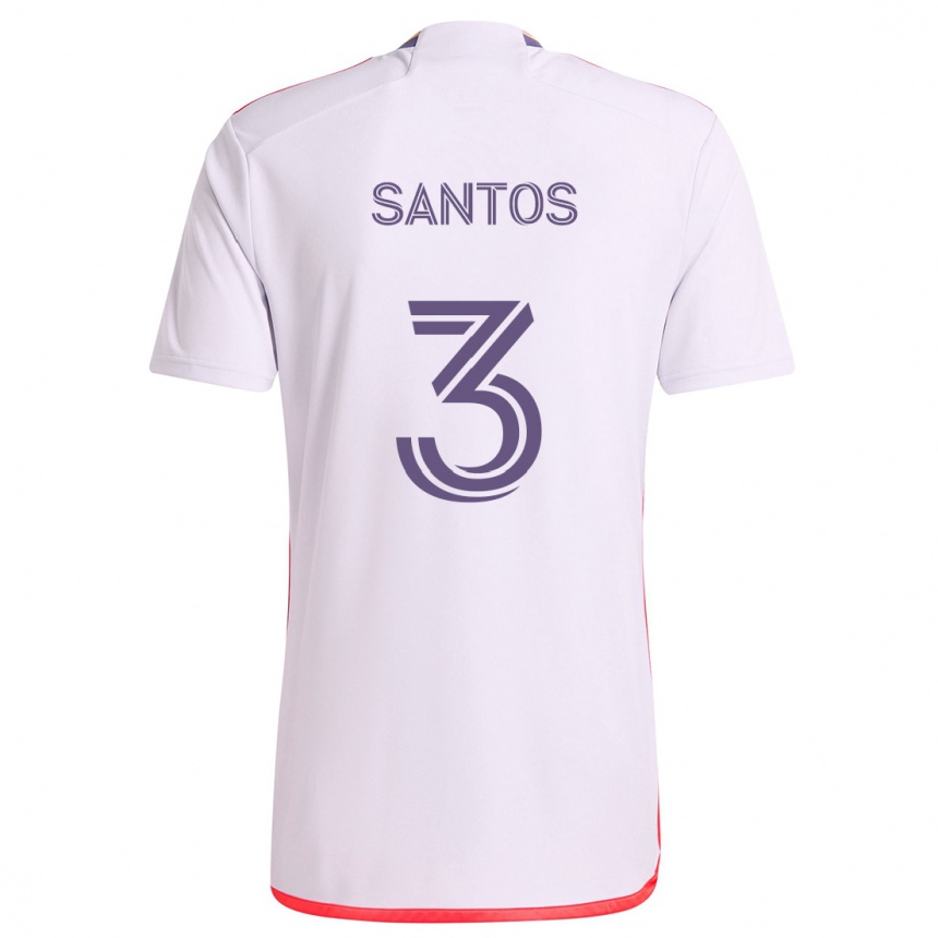 Niño Fútbol Camiseta Rafael Santos #3 Blanco Rojo Púrpura 2ª Equipación 2024/25 Argentina