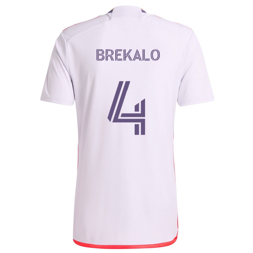 Niño Fútbol Camiseta David Brekalo #4 Blanco Rojo Púrpura 2ª Equipación 2024/25 Argentina