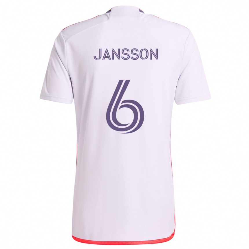 Niño Fútbol Camiseta Robin Jansson #6 Blanco Rojo Púrpura 2ª Equipación 2024/25 Argentina